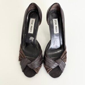 Steve Madden Women's Brown Peep Toe High Heels Shoes, Size 6.5